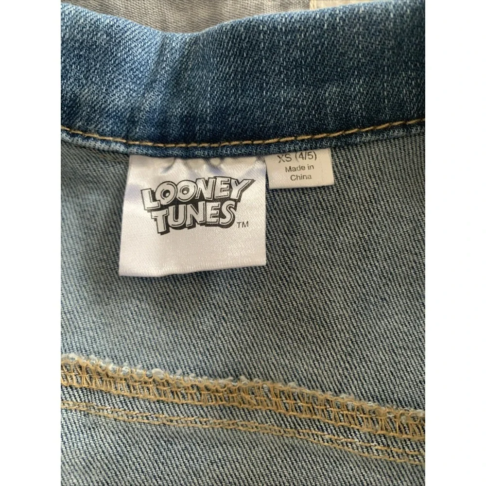 Looney Tunes‎ TWEETY BIRD Girls XS 4/5 THATS ALL FOLKS Blue Denim Jean Jacket